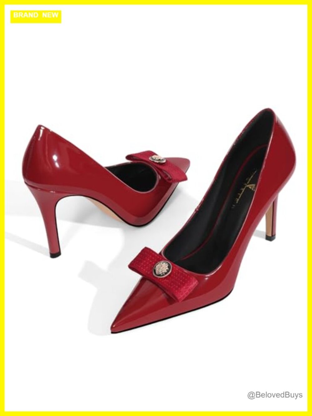 Women's High Heels Pumps Bow Stiletto Patent Leather Dress Shoes